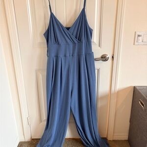 Cider Deep Blue V-Neck Jumpsuit